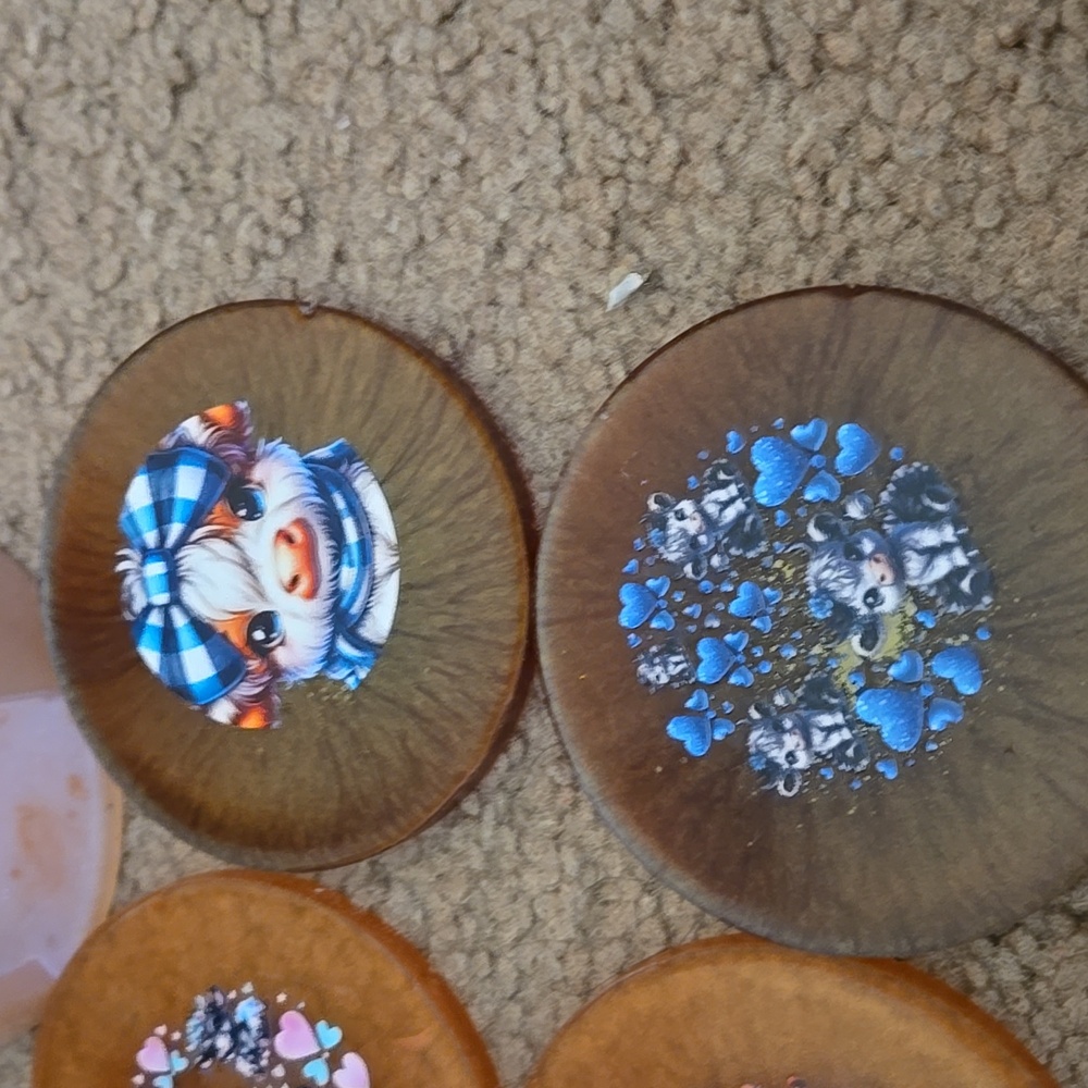 Handmade Resin Coaster Set with Holder – Cow Print Coasters. 155 - Picture 3 of 4